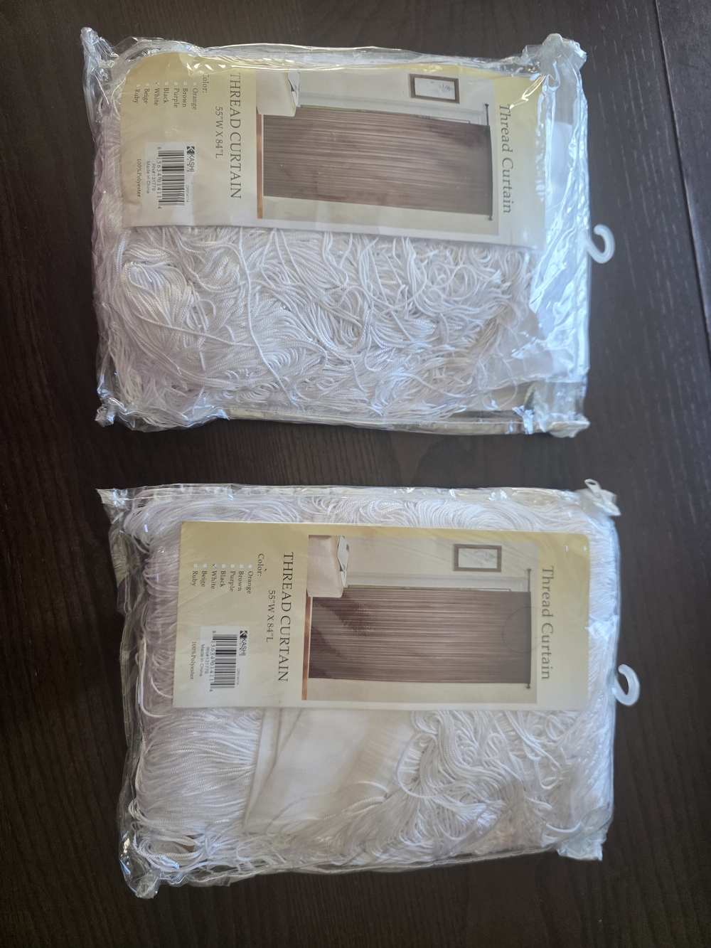 White Thread Fringe Curtain Panel - Pack of 2